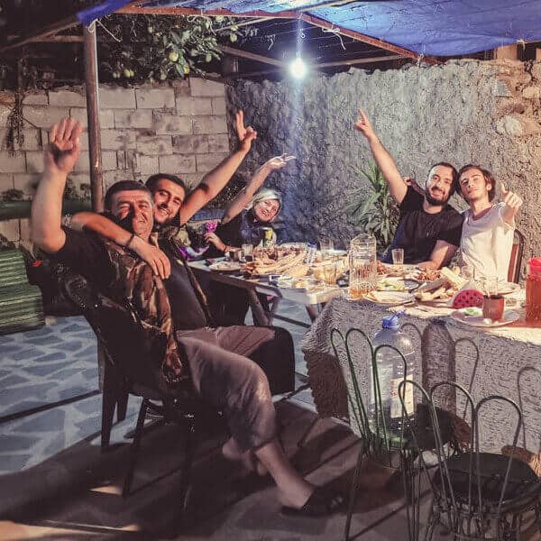 Georgian people having a feast called Keipi