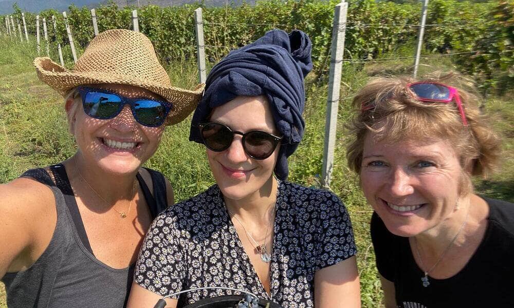 Guests from Sweden, Lithuania and Finland during the grape harvest 2021 in Kakheti.