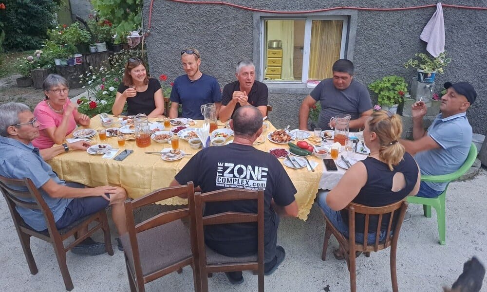 Guests have lunch at a family house in Georgia